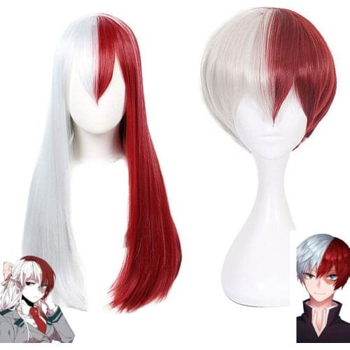 My Hero Academia Todoroki Shoto Boku No Hero Academia Men Woman Girl Long Wigs Short Wig Red White Headwear Cosplay Accessories