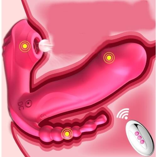 Wearable Dildos Heating Sucking 3in1 Panties Vibrator G Spot Clitoris Stimulator Dildo Vaginal Anal Erotic Sex Toys for Women