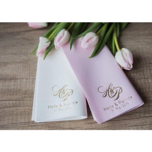 Personalized any text Wedding dinnwer napkins serwetki Customized birthday party Engagement paper Napkins Bedruckte Servietten