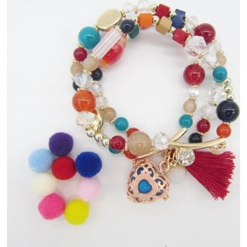 The Latest Model 3 Strands Beautiful Glass Beads Combo Stretchy DIY Oil Diffuser Perfume Bracelet