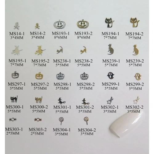 Approx. 1000pcs/bag Silver/Gold Halloween Pumpkin Cat Ghost non-adhesive Soft Metal Sticker Nail Art Decoration