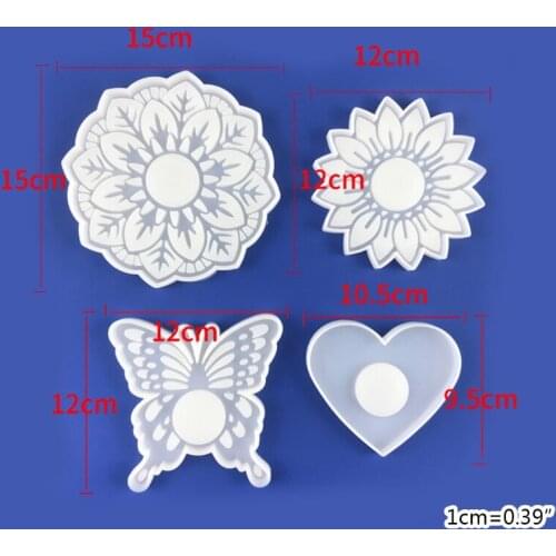 L5YA Epoxy Resin Silicone Mold 3D Butterfly Flower Shaped Candle Holder Mold Candle Soap Holder Flower Pot Crafts Making