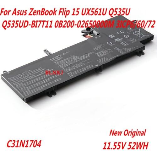 High Quality 11.55V 52WH C31N1704 Laptop Battery For Asus ZenBook Flip 15 UX561U Q535U Q535UD-BI7T11 0B200-02650000M 3ICP6/60/72