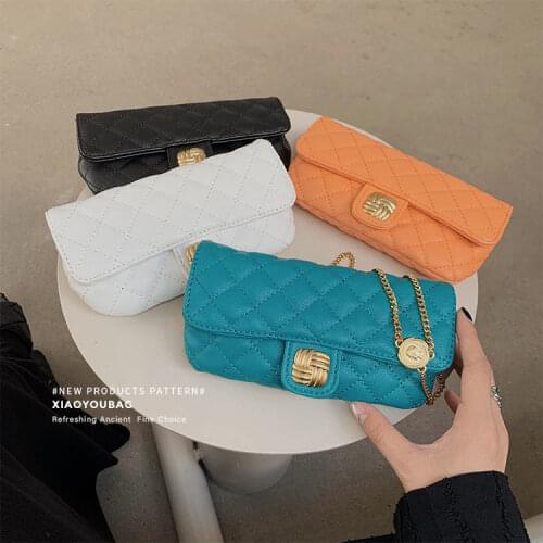 Womens Summer Messenger Bag Rhombus Chain Mobile Phone Bag Mini Bag 2021 New Simple and Versatile Cosmetics Portable Large
