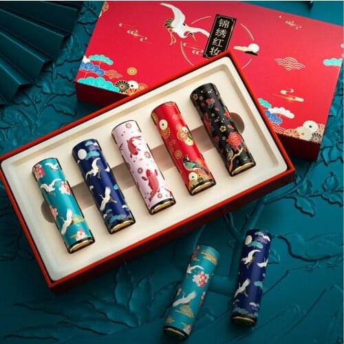 1Box=5Pcs JOMTAM moisturizing Keep the color bright traditional Chinese design style matte lipsticks