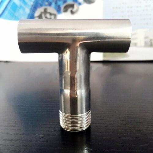 3/4" 19mm Pipe OD Butt Weld x 1/2" BSPT Male Tee 3 Way SUS 304 Stainless Sanitary Fitting Homebrew Beer Wine