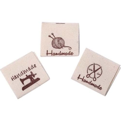 50pcs/lot DIY Flag Labels Cotton Clothing Labels Handmade Embossed Tags For Garment Sewing Accessories