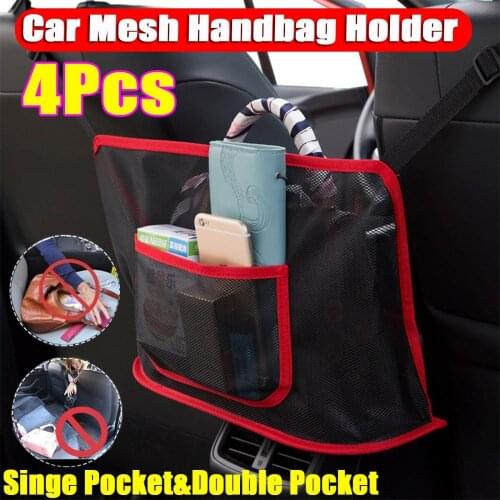 Car Net Pocket Handbag Holder Mesh Organizer Bag Car Seat Side Storage for Purse Phone Documents Cargo Tissue Holder