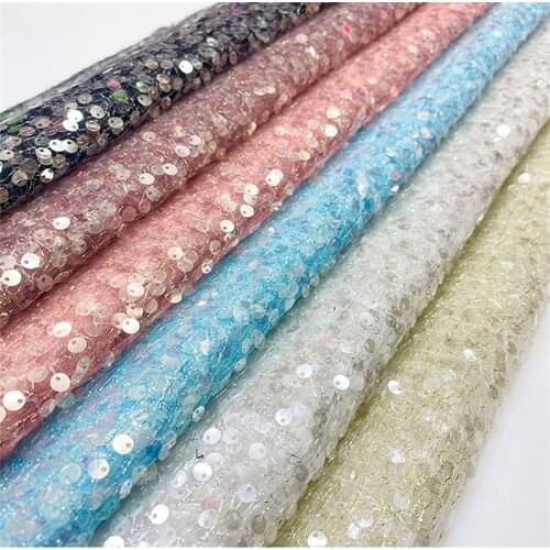 Shiny Metallic Sequins Embroidery Fabric Mesh Tulle Fabric for Evening Dress,Wedding Gowns,Black,White,Blue,by the yard