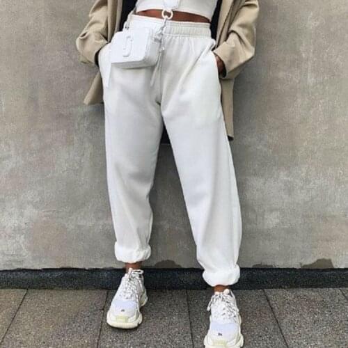 New Fashion Women Ladies Autumn Casual High Waist Hip Hop Pants Female Baggy Joggers Sweatpants Sports Trousers Black Gray White