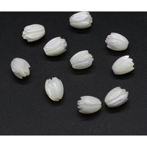 5pcs Natural Shell Flower Beads Accessories Fashion White Shell Loose Beads for Making Jewerly Accessories Size 8x10mm
