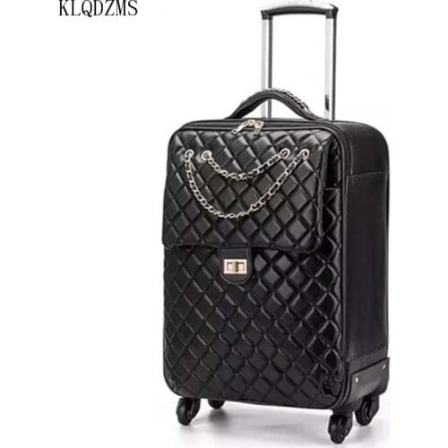KLQDZMS 20’'24 Inch Cute Wheeled Suitcase Trolley Innovative PU Womans Carry On Travel Luggage
