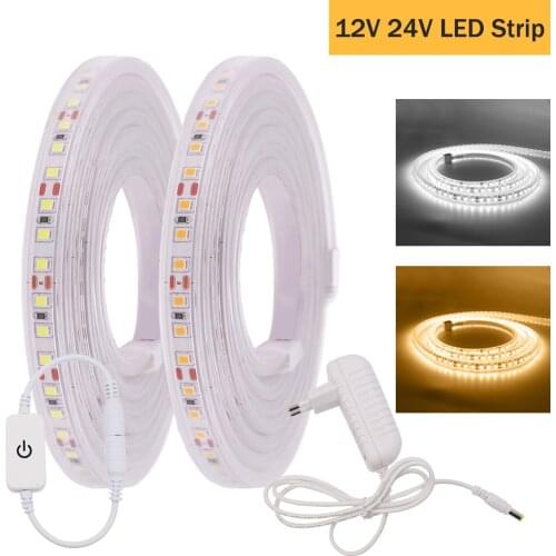 Dimmable LED Strip Light 12V 24V Flexible LED Tape 2835 120Leds Ribbon IP67 Waterproof LED Rope Stripe Light 3000K 4000K 6000K