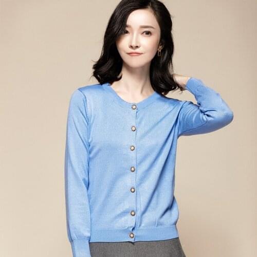 Sunflower button Women Knitted Cardigan Autumn Winter 2018 Casual O-Neck Long Sleeve Crochet Knit Sweater Coat Female Tops D208