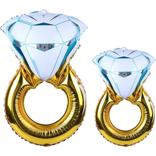 Big Engagement Propose Wedding Diamond Rings Decor Helium Metal Foil Bride Shower Birthday Party Toy Balloon