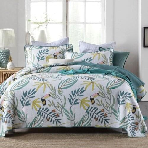 CHAUSUB Cotton Quilt Set 3pcs Paisley Pattern Print Bedspreads For Double Bed Cover King Queen Size Summer Blanket Coverlet