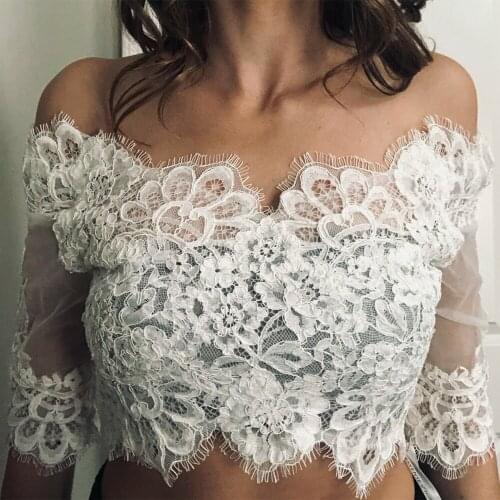 Lace Wedding Bolero Jacket Off shoulder Half Sleeve Bridal Wrap Party Shawl Sexy Bride Coat