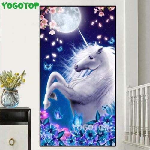 Moon unicorn flower 5d diy diamond painting new complete Full diamond embroidery cross stitch animal wall Painting YY4958