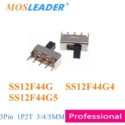 Mosleader DIP 1000PCS SS12F44 SS12F44G3 SS12F44G4 SS12F44G5 3Pin 3P 3MM 4MM 5MM handle 1P2T 2 Travel Vertical Slide switch