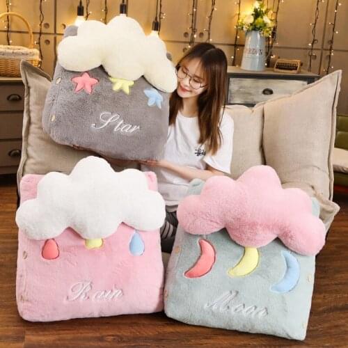 Cartoon Ins Lumbar star moon cloud pillow plush toy soft stuffed cushion Office home decor Kawaii Birthday gift for child girl