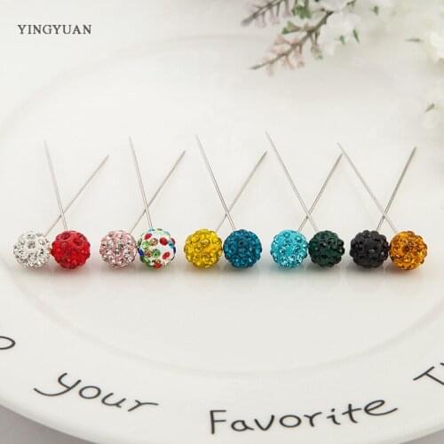 TZ7 12 Pcs Set New Fashion Crystal Ball Brooch Pin Muslim Hijab Scarf Pins Scarf Clip Wedding Pin For Women