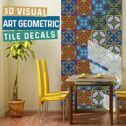 10 Pcs Ethnic Tile Stickers For Kitchen Bathroom Wall Floor Cabinet Drawer PVC Wall Stickers Home Decor Wallpaper Waterproof