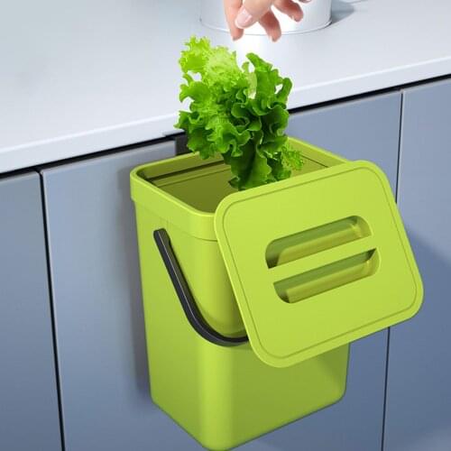 Wall Mounted Kitchen Hanging Garbage Can Car Trash Bin with Handle Lid Waste Bins