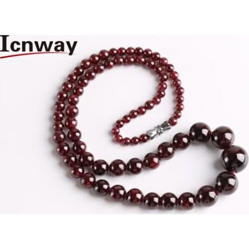 Natural 4mm-10mm Round Garnet Stone Beads gp clasp 17inches necklace FreeShipping Wholesale