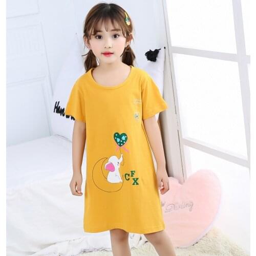 Girls Nightgowns Children Pajamas Summer Dresses Baby Girl Nightdress Cotton Princess Sleepdress Casual Cartoon Sleepwear Nighty