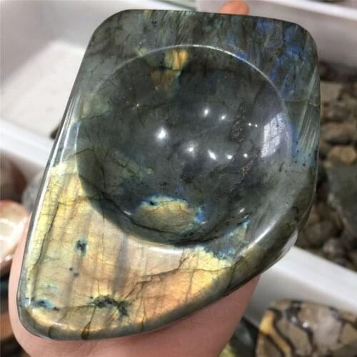 New arrivals 1pcs natural labradorite crystal ashtray reiki healing shaped rock for home decor hi-fashion