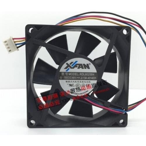 New original RDL8025B4 DC48V 0.13A four-wire pwm temperature control cooling fan 8CM