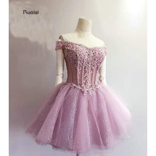 Charming Mini Prom Dresses Short 2018 Appliques Beading Sequined Boat Neck Formal Dresses Evening Party Dresses