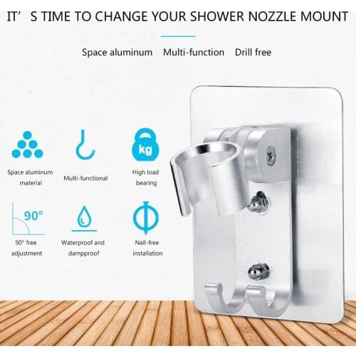 Single shower bracket self-adhesive hand-held brick-free shower rack free perforation inlaid glass wall hanging bracket