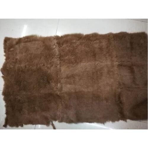 Dyed brown plate genuine rabbit fur size 50CM*110CM