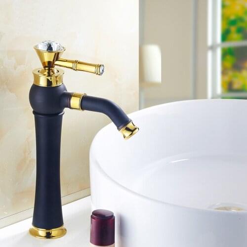 Whosale Bathroom single hole water tap sink faucet black/white/gold, Antique copper 360 rotated basin faucet mixer tap 6 Styles