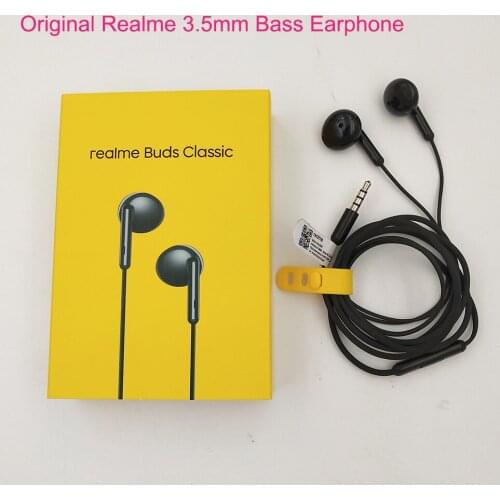 RMA2001 Original Realme Buds 3 Buds Classic 3.5mm Bass Earphones With Micphone For Realme Q3i V5 V3 X2 Pro 3 6 C21 C15 Q3 GT Neo