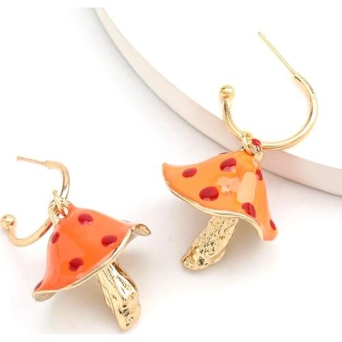 Pauli Manfi Fashion Cute Mushroom Pendant Earrings Female 2020 Fashion Earrings Ladies Summer Bohemian Drop Earrings