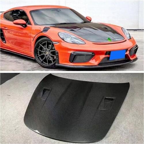 Real Carbon Fiber Front Engine Hood Vent Protector Cover For Porsche 718 GT4 2018 2019 2020 2021