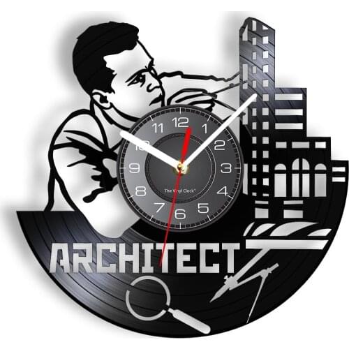 Landscape Architect Silent Wall Clock Builder Engineer Cut Out Architecture Profession Office Vinyl Record Album Wall Art