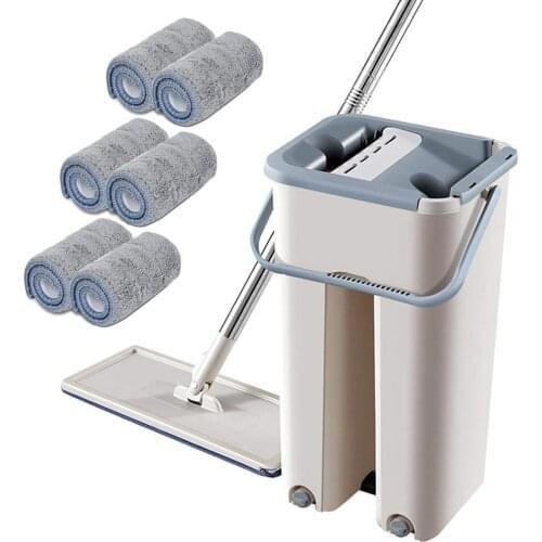 360-Degree Rotating Microfibre Flat Mop With Telescopic Rod And Barrel Detachable Mop For Home Floor Cleaning Easy To Install
