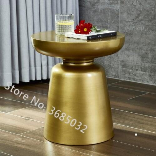 Sofa Bed Bedroom Bedside Table Small Table Side Table Light Luxury Metal Round Table Creative Removable Small Coffee Table Corne