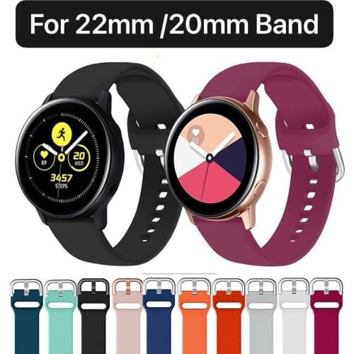 22mm 20mm Silicone Strap for Samsung watch 46mm Active2 40/44mm Huawei GT2 Replacement strap for Samsung watch 3 silicone strap