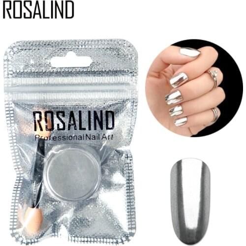 ROSALIND 1PCS Nail Gel Polish Chrome Pigment Decoration Nail Glitter Aluminum Flakes Magic Mirror Effect Powders Sequins