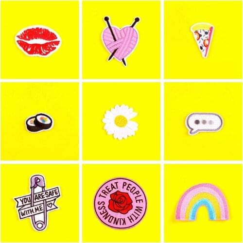 Cute Small Cartoon Patches Flower Patch Diy Badge Embroidered Patches For Clothing Iron On Patch On Clothes Stripes