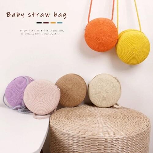 Infant Kids Baby Girls Straw Bag Shoulder Bags Solid Accessories Decoration Stuffed Girl Handbag