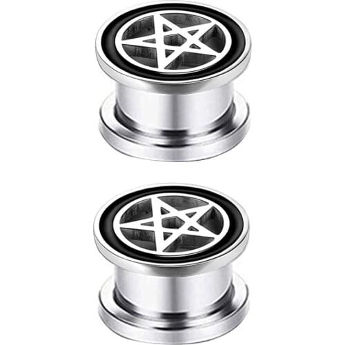 Pentgram Star Ear Plug Tunnels Piercing 316L Stainless Steel Expander for Ear Body Piercing Earrings Gauges Wholesales 6-16mm
