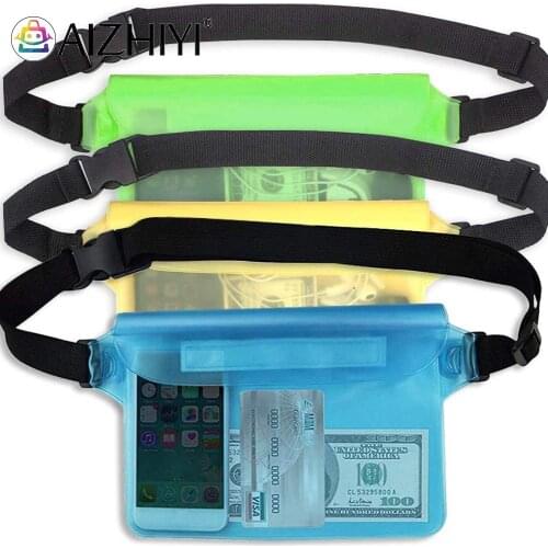 PVC Diving Waterproof Waist Bag Beach Swimming Shoulder Pack Touch Screen Mobile Phone Pouch Case Cover for Diving Outdoor Sport
