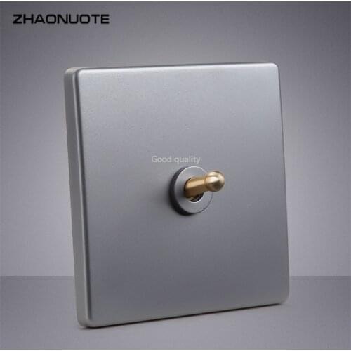 High Quality Silver Gray Brass 1-4 Gang 2 Way Toggle Switch Wall Light Switch 86 Type Power Switch Socket