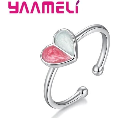 Women New Open Rings For Women 925 Sterling Silver Heart Shape Wedding Engagement Rings Wholesale Good Quality