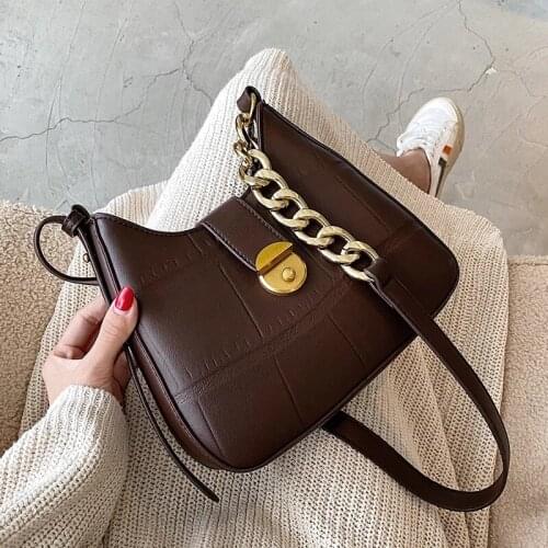 Weysfor Stone Pattern PU Leather Crossbody Bags for Women 2020 Winter Shoulder Handbags and Purses Luxury Chain Cross Body Bag